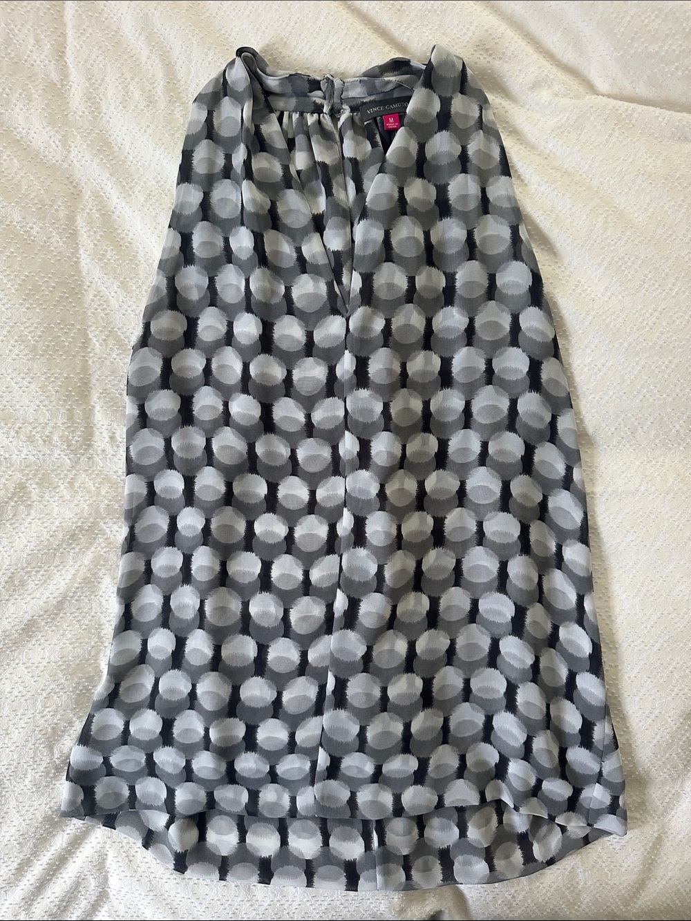 Vince Camuto Black and Gray Geometric Sleeveless Blouse